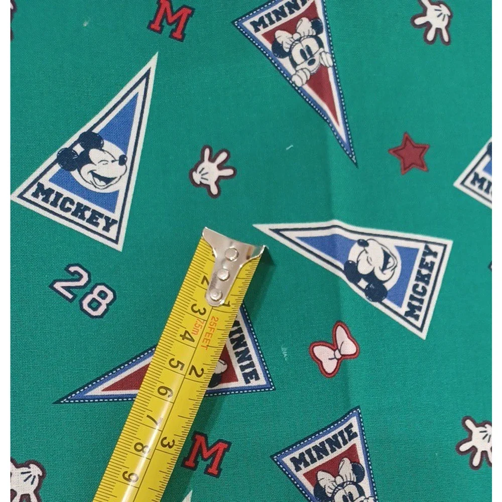 Cheer Flags Mickey Minnie Springs Disney Green Cotton Fabric 1 Pc 50